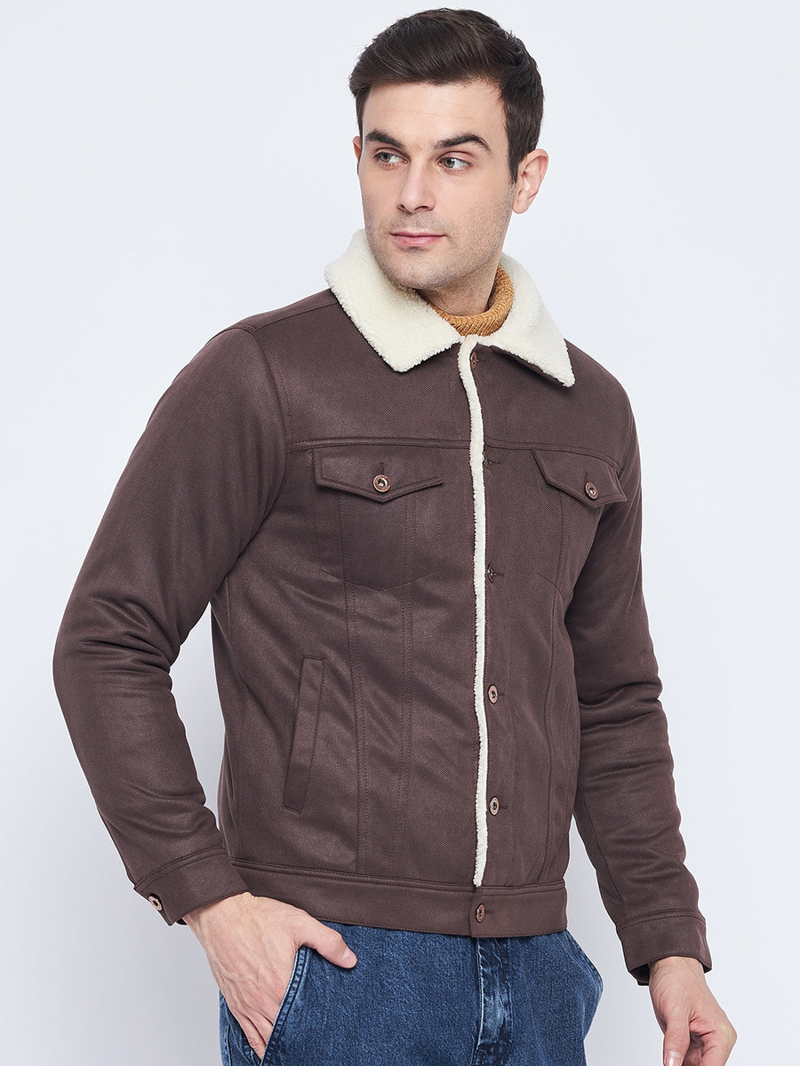 Camla Barcelona Sherpa Collar Brown Denim Jacket