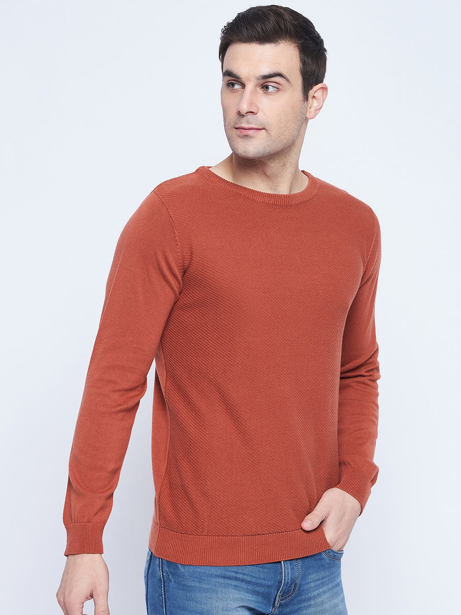 Camla Barcelona Crew Neck Blush Orange Sweater For Men