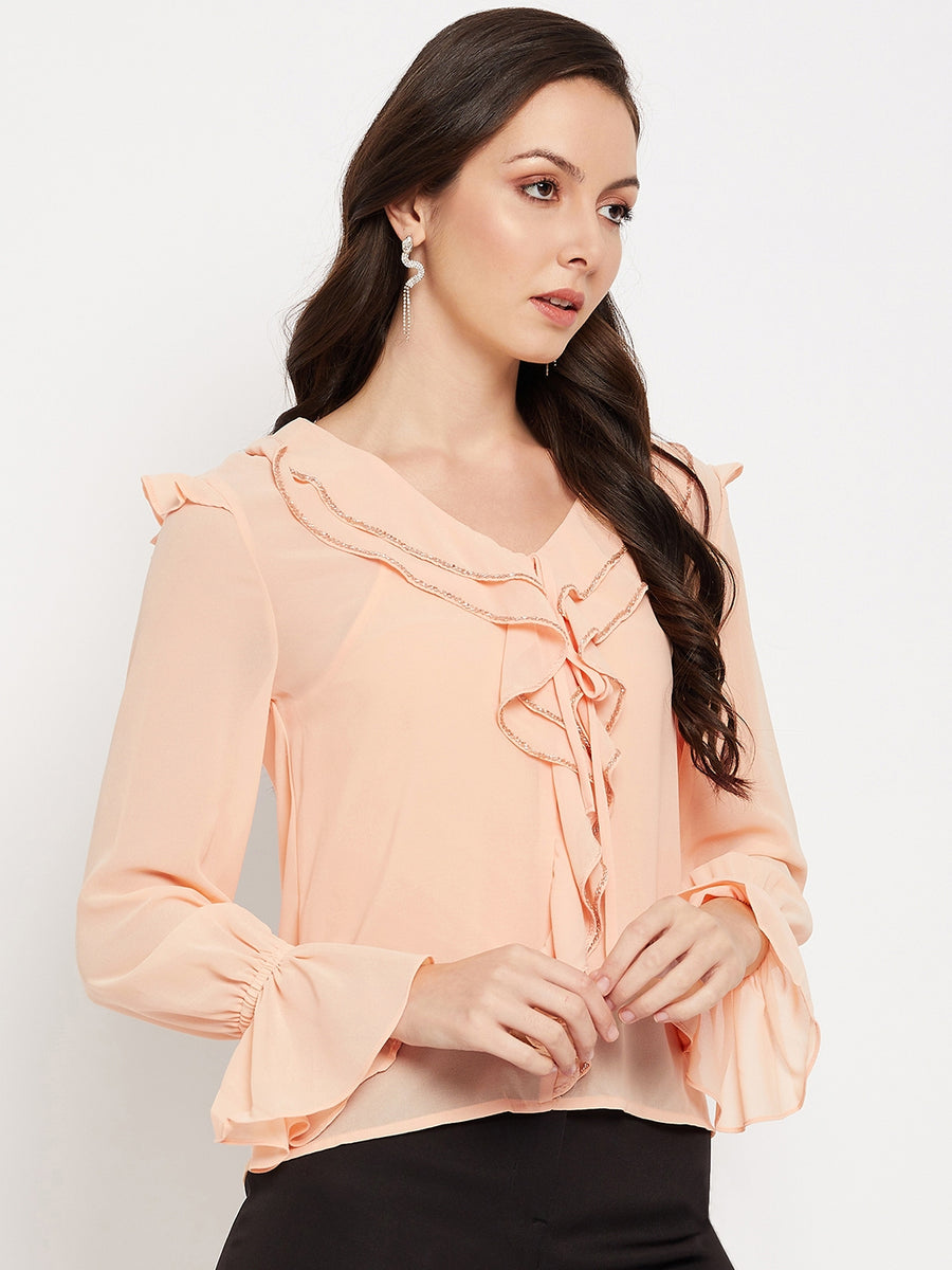 Camla Barcelona Ruffled Embellished Top