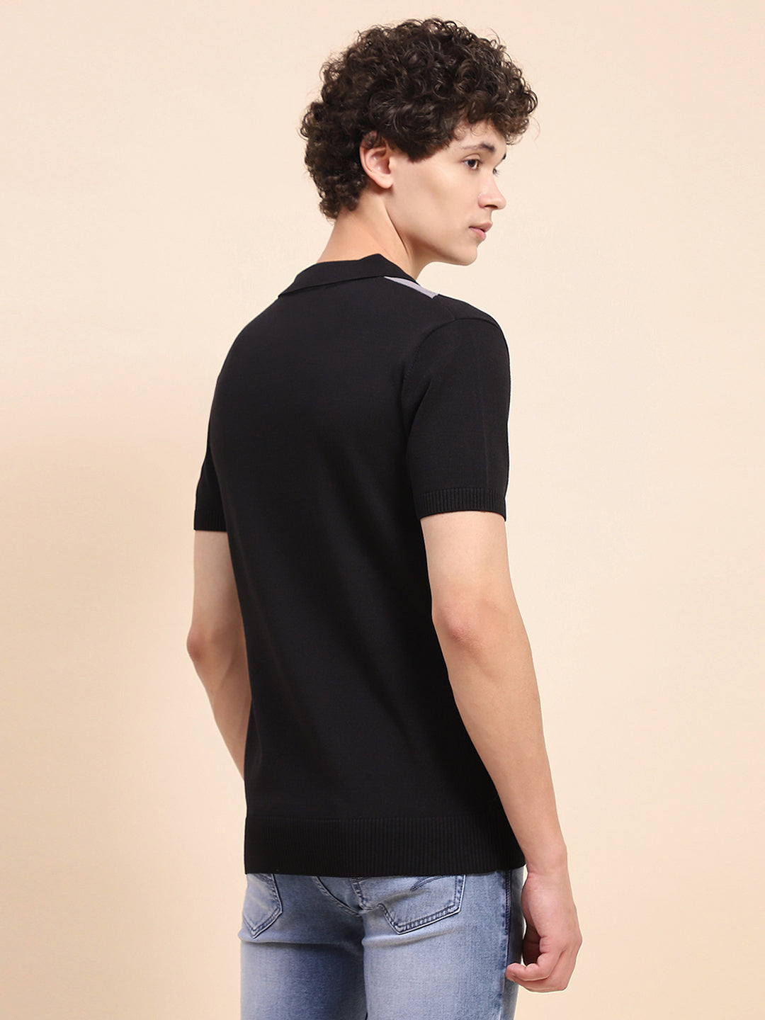 Camla Barcelona Colour Blocked Grey Polo Neck T-Shirt
