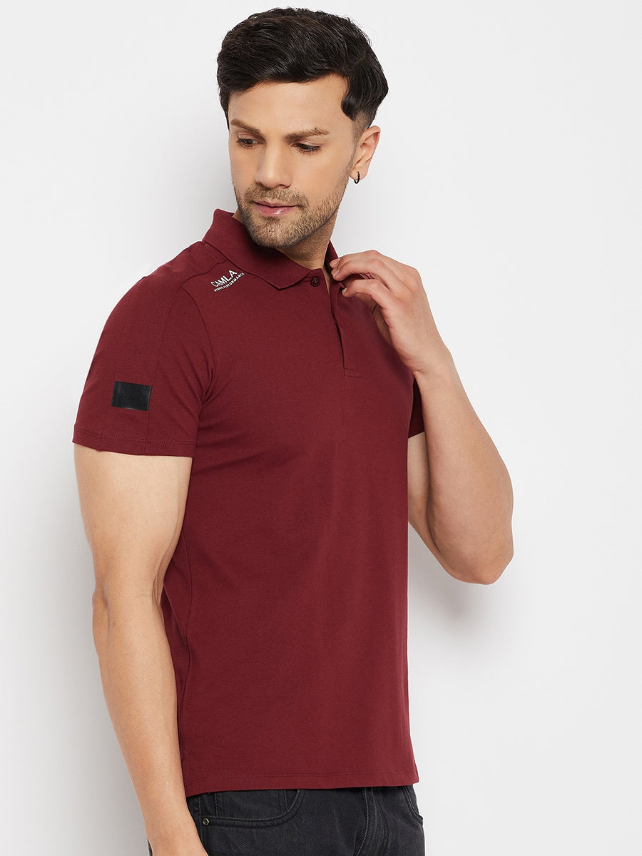 Camla Mehroon T- Shirt For Men