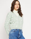 Camla Barcelona Floral Mint Green Crop Cardigan