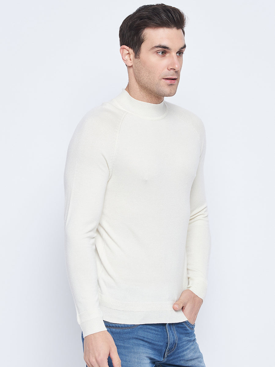 Camla Barcelona Mock Neck Cream Sweater For Men