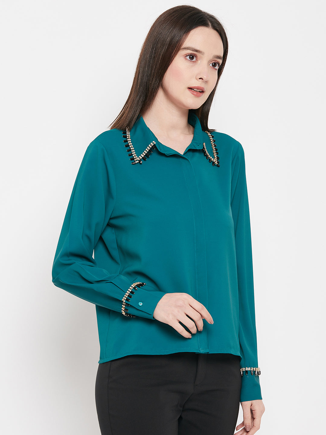 Camla Barcelona Bottle Green Shirt For Women