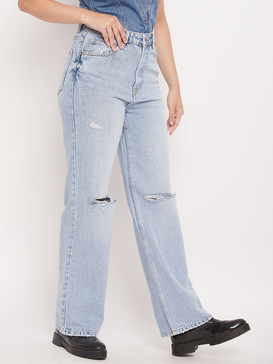 Camla Barcelona Light Blue Distressed Boyfriend Fit Jeans