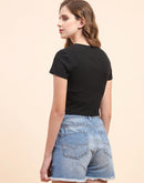 Camla Barcelona Square Neck Black Ribbed Top