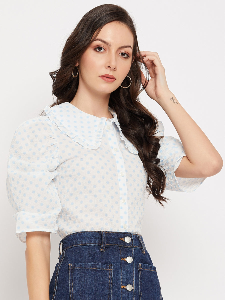 Camla Barcelona White Peter Pan Collar Top
