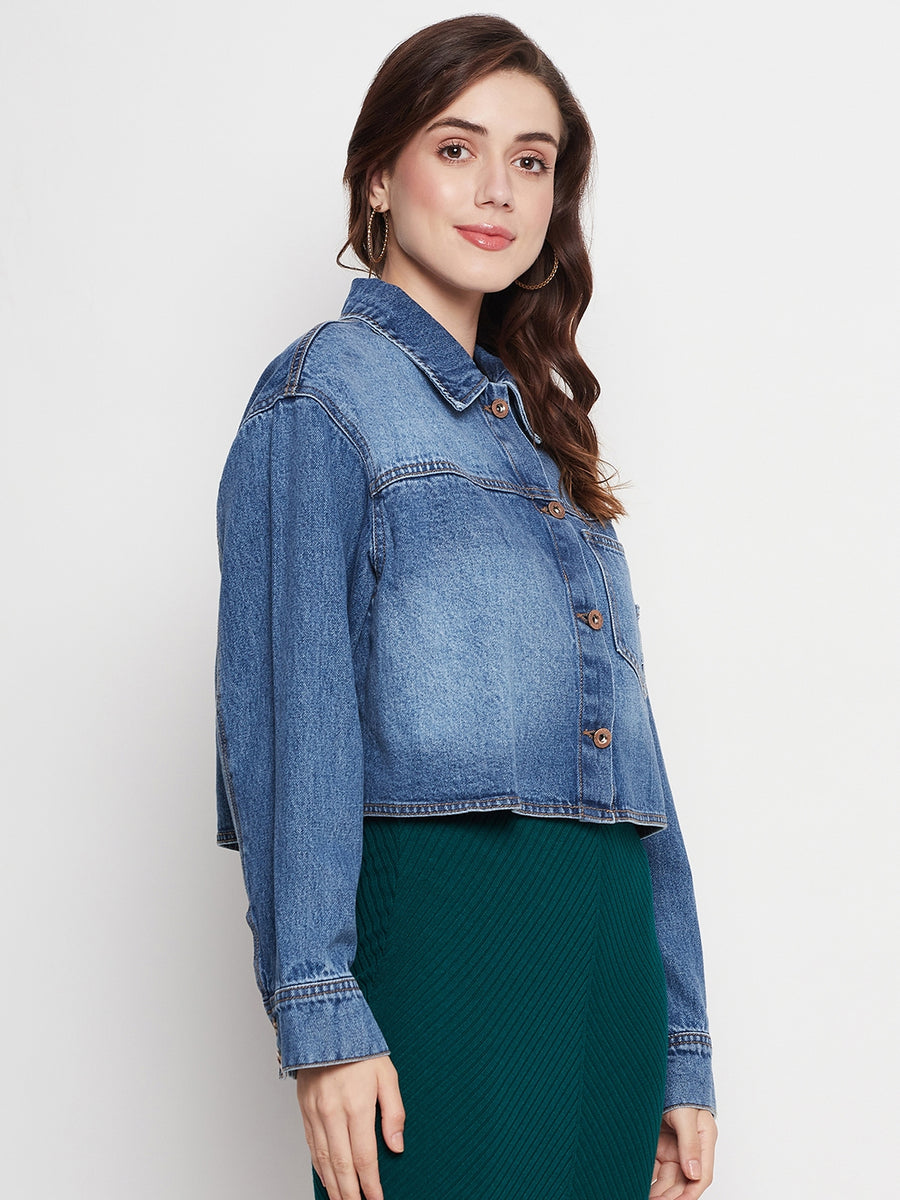 Camla Barcelona Blue Denim Crop Jacket