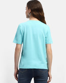 Madame Abstract Print Aqua Blue T-shirt