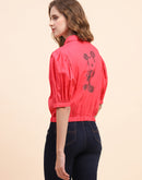 Camla Barcelona Disney Print Hot Pink Puff Sleeve Shirt