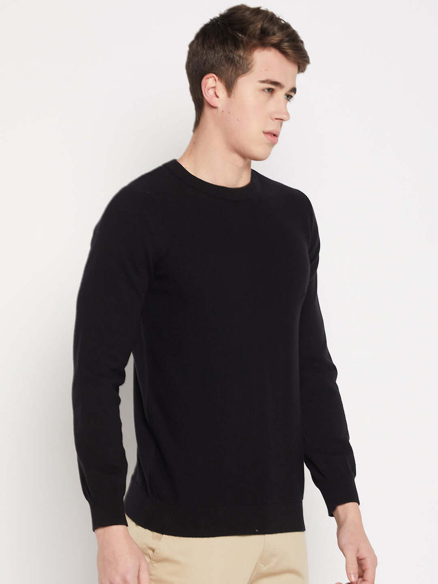 Camla Barcelona Crew Neck Black Sweater For Men