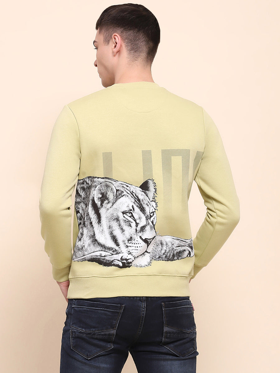 Camla Barcelona Cotton Typography Print Lime Green Sweatshirt
