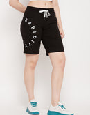 Msecret Black Typography  Cotton Shorts