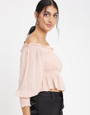Camla Peach Solid Top For Women
