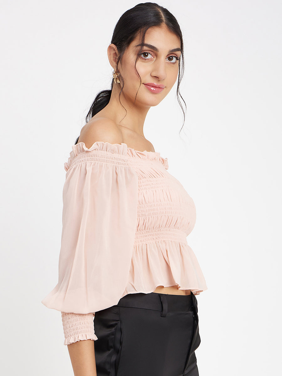 Camla Peach Solid Top For Women