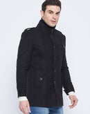 Camla Barcelona Men'S Stand Collar Black Long Coat