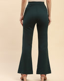 Camla Barcelona Solid Emerald Green Flared Trouser