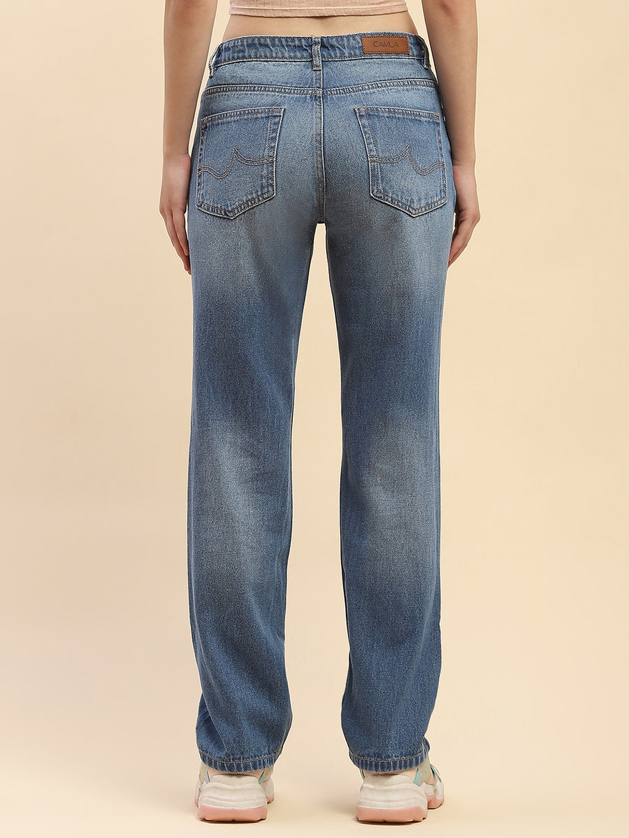 Camla Barcelona Low Rise Blue Straight Fit Jeans