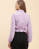 Camla Barcelona Smocked Lilac Crop Shirt