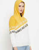 Madame Colourblocked Mustard Yellow Hooded Sweatshirt