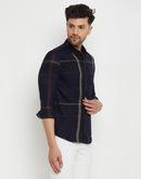 Camla Barcelona Chequered Navy Blue Shirt