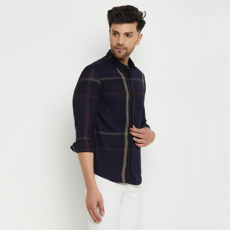 Camla Barcelona Chequered Navy Blue Shirt