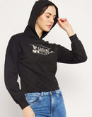 Camla Barcelona Graphic Print Black Hooded Sweatshirt