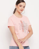 Madame Pink Typography Cotton Regular Fit  Tshirt