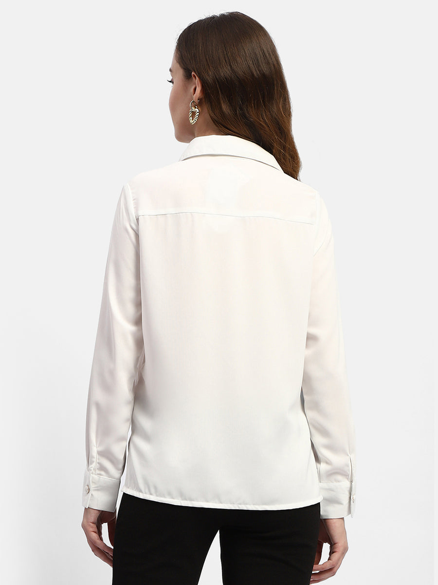 Madame Solid White Regular Shirt