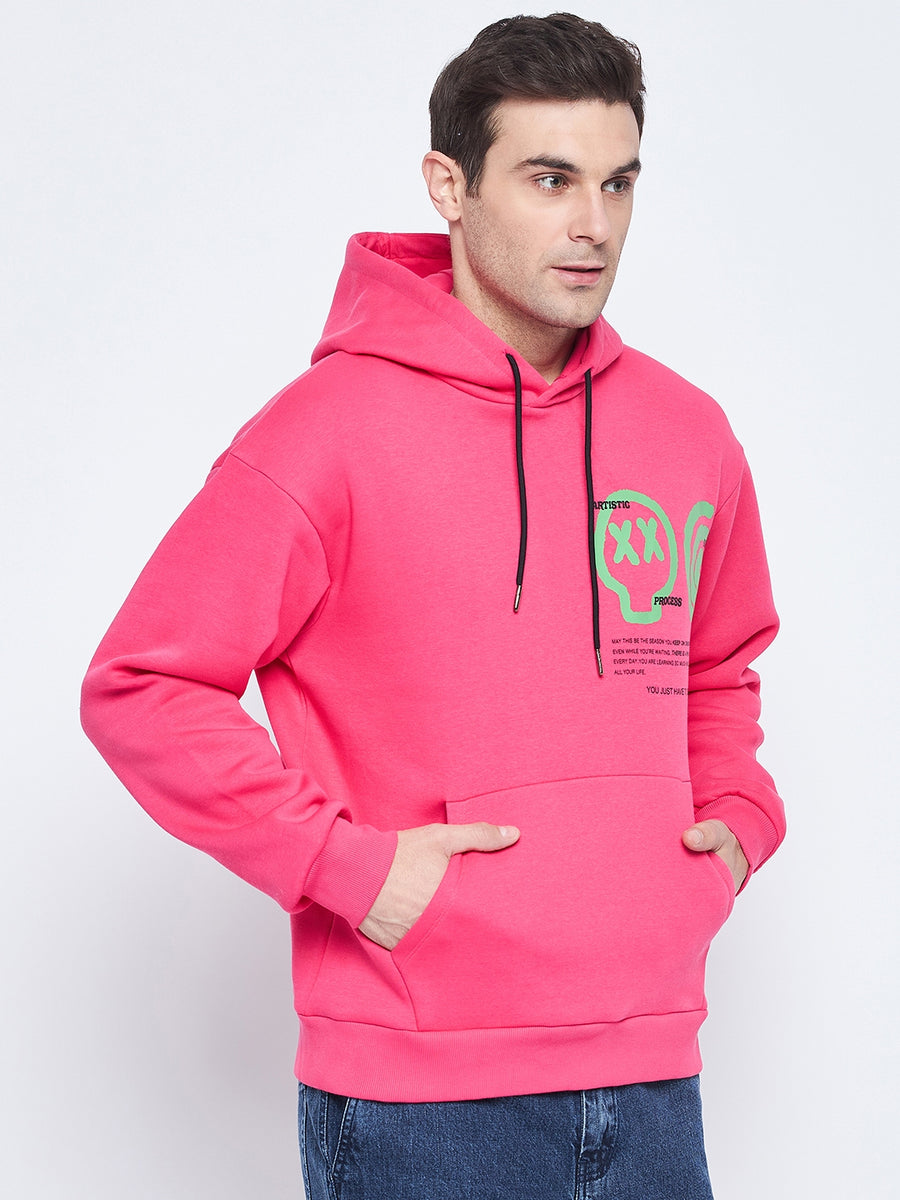 Camla Barcelona Graphic Print Hot Pink Hooded Sweatshirt