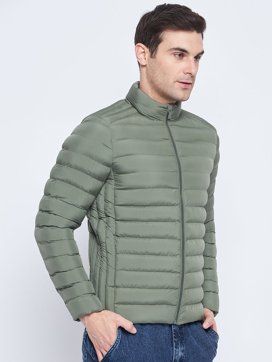 Camla Barcelona Olive Green Puffer Jacket For Men