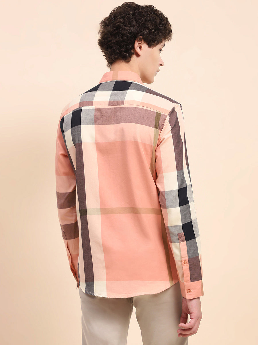 Camla Barcelona Chequered Peach Regular Shirt