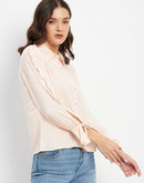 Madame Ruffle Adorned Sleeve Light Peach Shirt