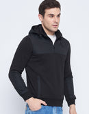 Camla Barcelona Men's Zip Top Closure Black Hooded Sweatshirt