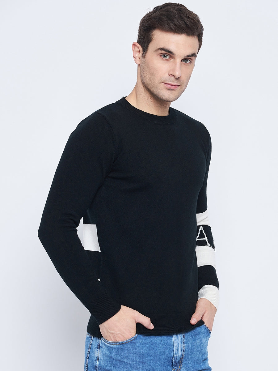 Camla Barcelona Colourblocked Black Sweater For Men