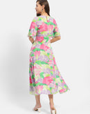 Madame Floral Print Pink Maxi Dress