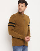 Camla Barcelona Horizontal Striped Dark Yellow Sweater For Men