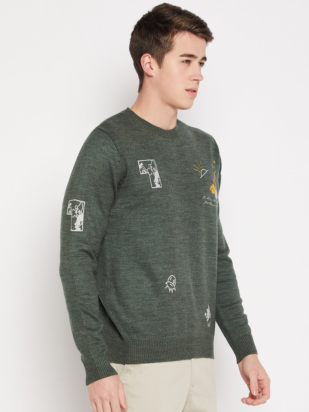 Camla Barcelona Bottle Green Sweater For Men