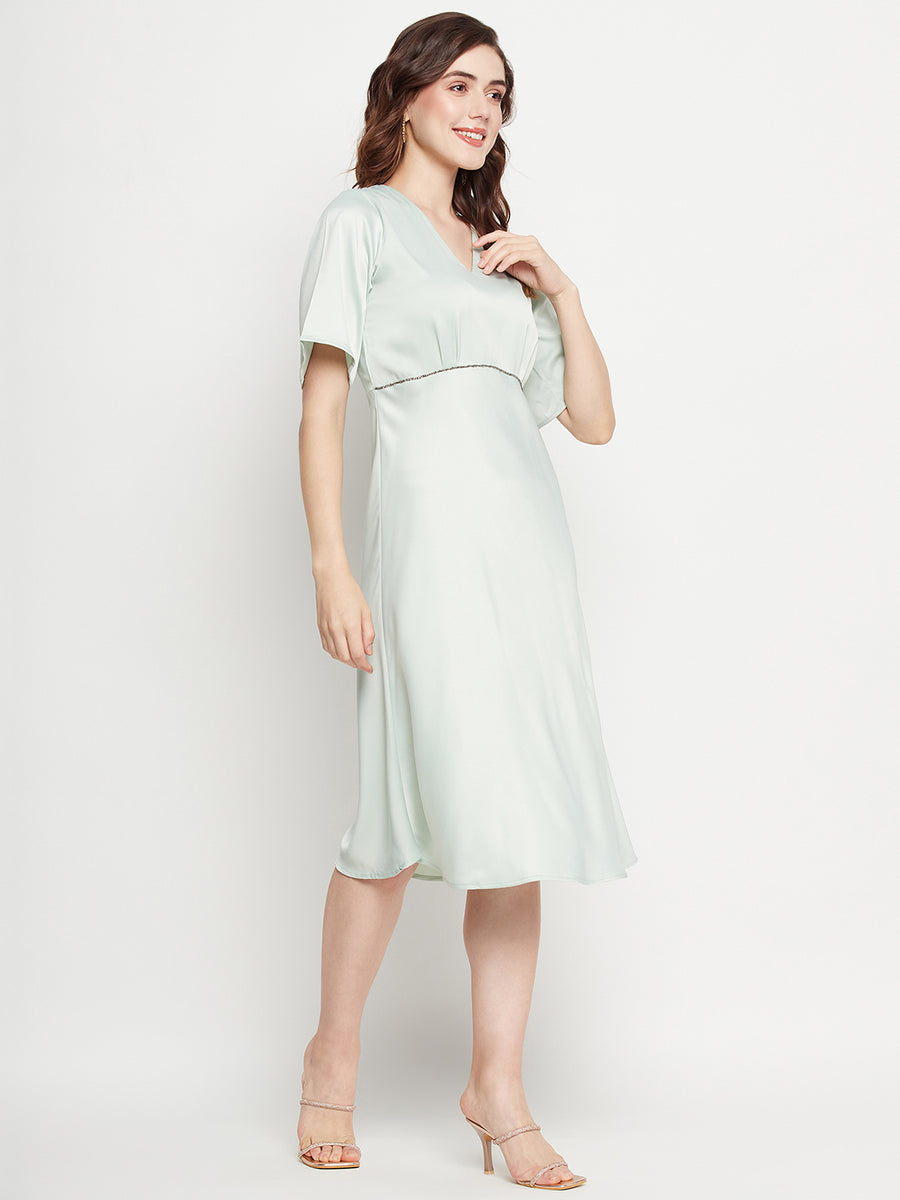 Camla Barcelona Sequin Embellished Midi Mint Green A Line Dress