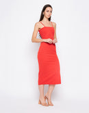 Camla Barcelona Tomato Camisole Straps Slit Dress