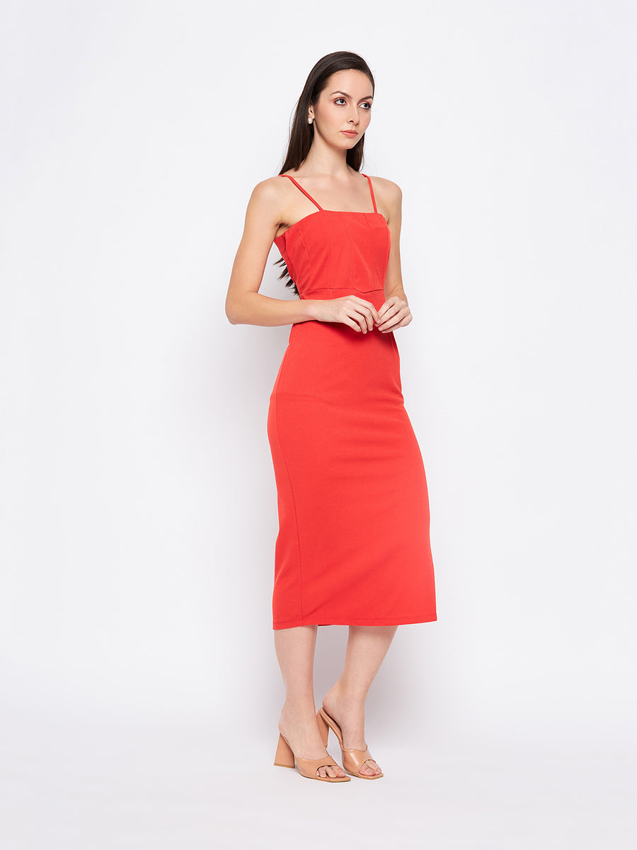 Camla Barcelona Tomato Camisole Straps Slit Dress