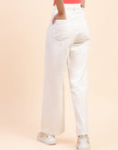 Camla Barcelona Solid White Wide Leg Jeans