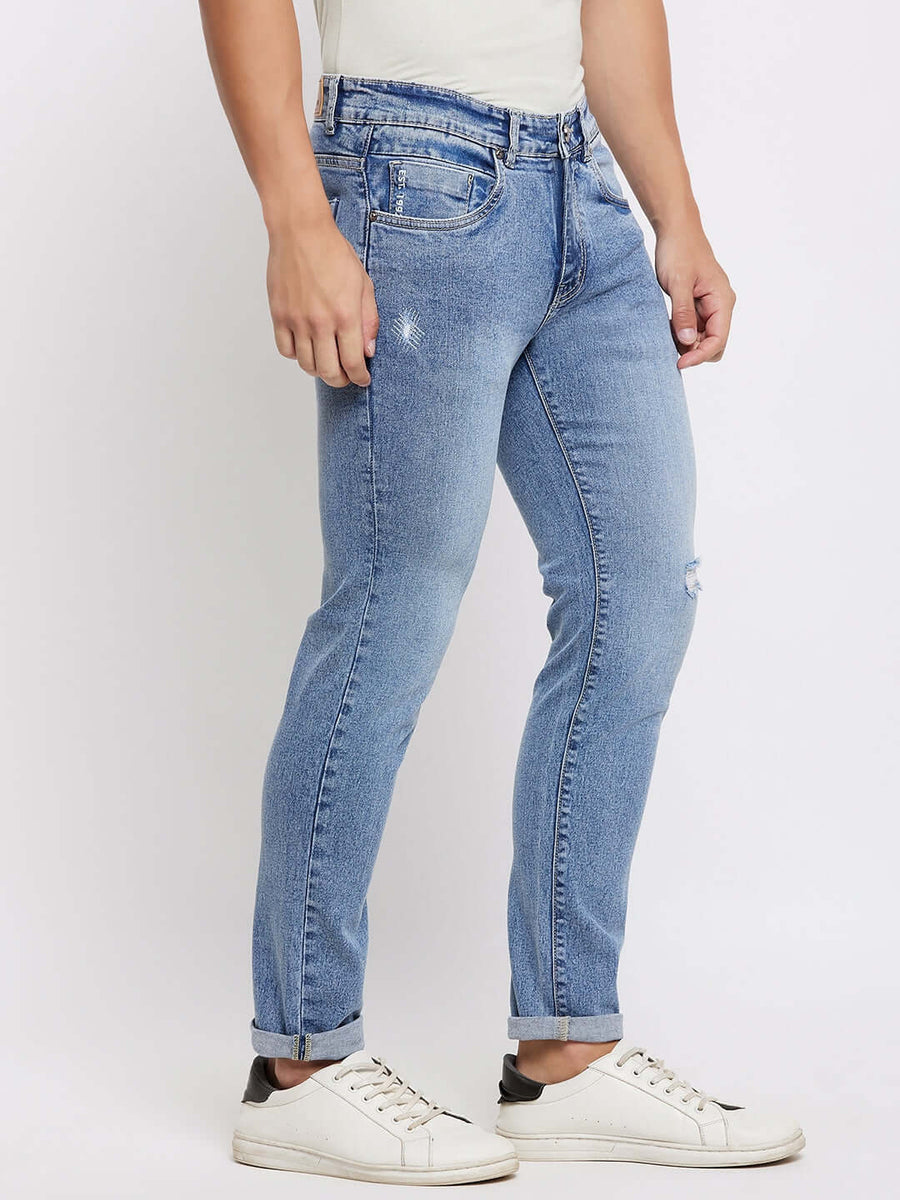 Camla Barcelona Low Distressed Light Blue Jeans For Men
