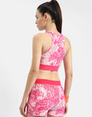 Madame Abstract Print Hot Pink Support Back Active wear Top