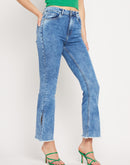 Camla Barcelona Distressed Hem Indigo Blue Slit Jeans