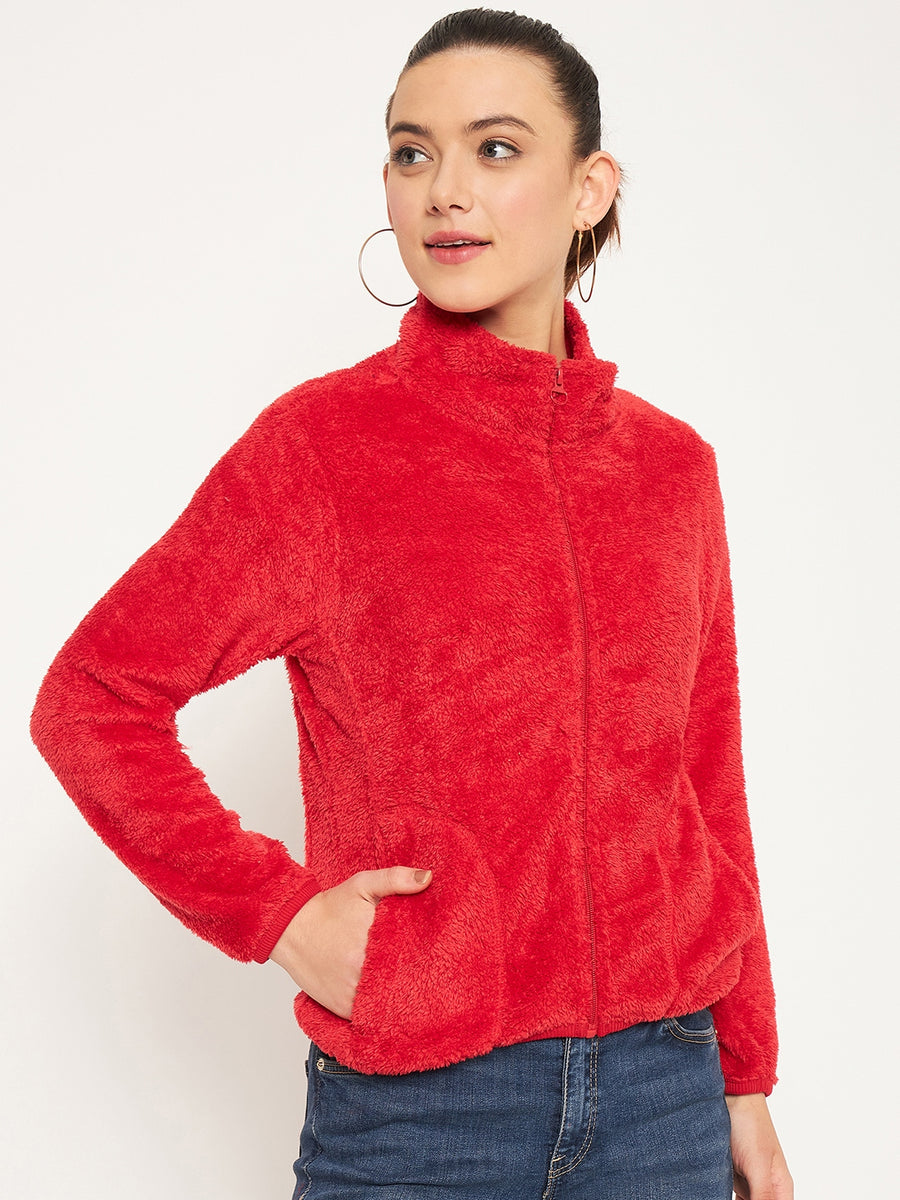 Madame Red High Neck Sweatshirt