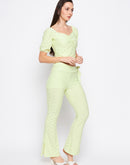 Camla Barcelona Lemon Self Design Sweetheart Neckline  Co-Ord Set