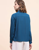 Camla Barcelona Embellished Marinetal Teal Regular Shirt