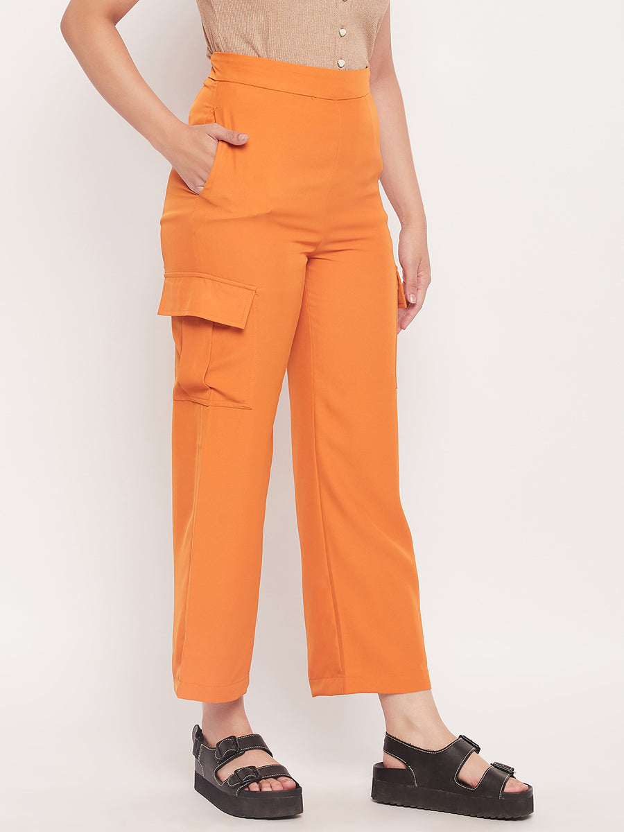 Madame Orange Zipped Cargo Pants