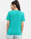 Madame Typography Sea Green Crew Neck T-shirt